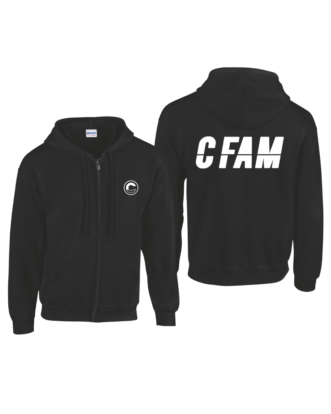 02 ZIP HOODIE - 01 BLACK WHITE