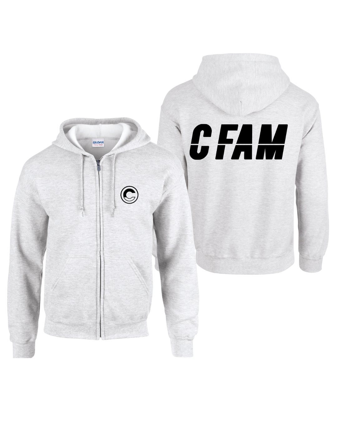 01 EXCLUSIVE 02 C-FAM ZIP HOODIE – LIGHT GREY