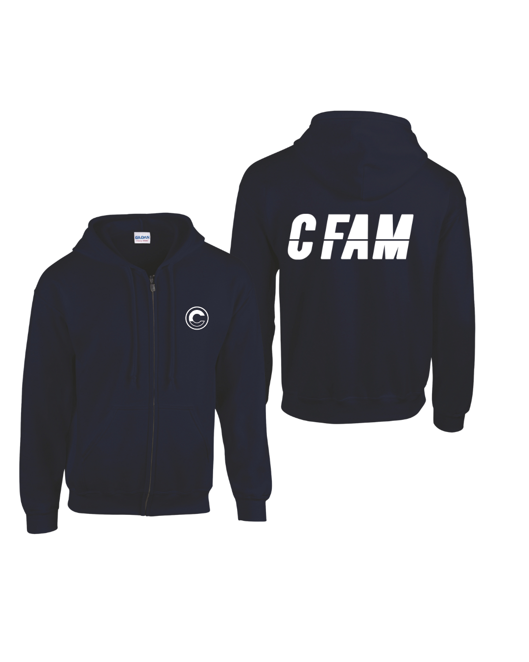 04 ZIP HOODIE - 01 NAVY WHITE